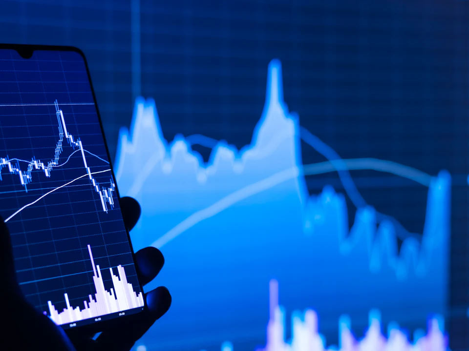 Investment performance chart on a smartphone
