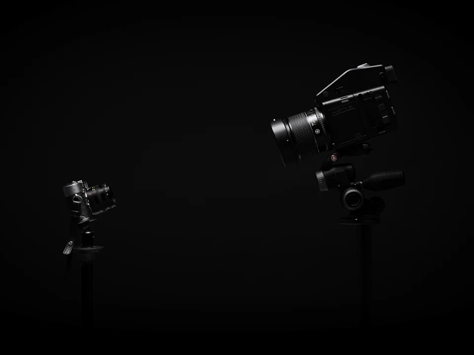 Professional camera ready for a content shoot
